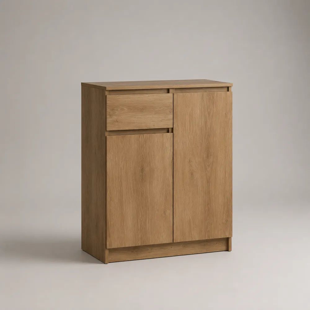 Sideboard Buffetschrank aus Spanplatte, Eichefarben/Braun, mit 2 Türen und 1 Schublade, 80 × 40 × 100 cm