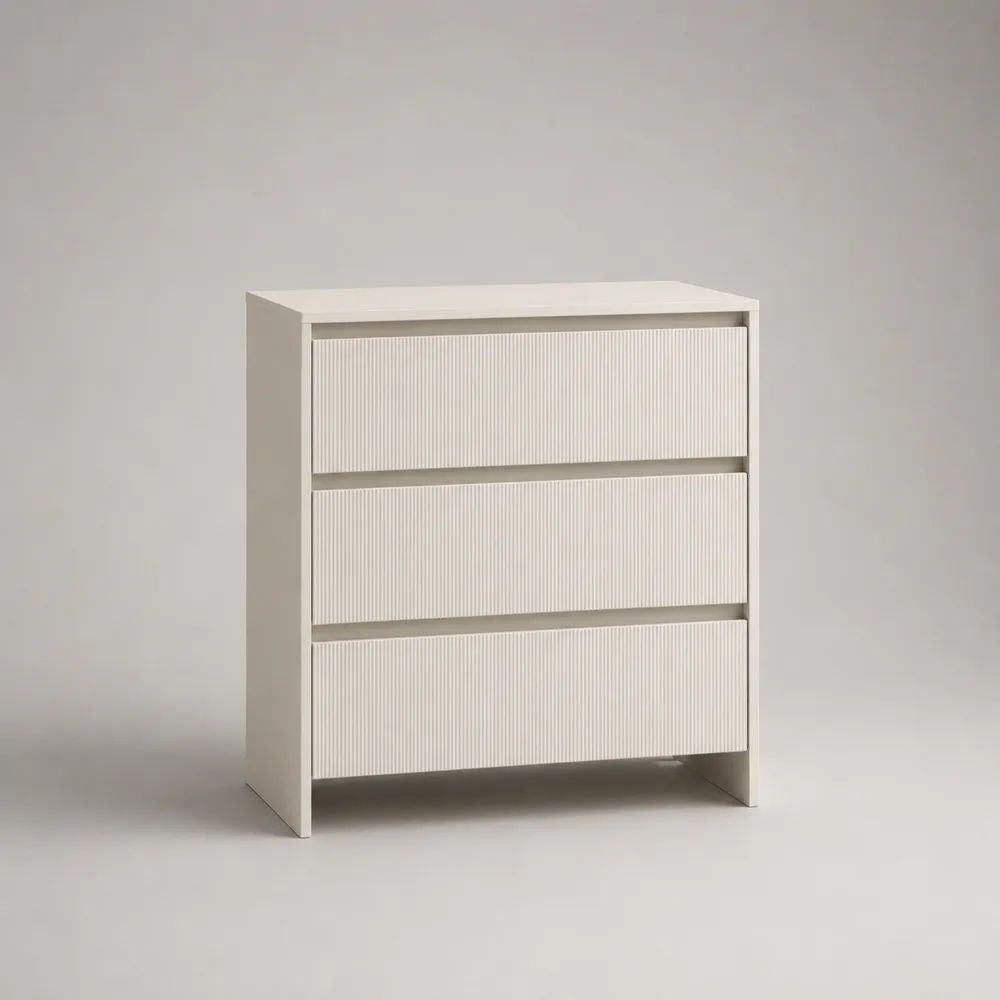 Weiße Kommode mit 3 Schubladen aus MDF und Spanplatte, 80 × 40 × 90 cm