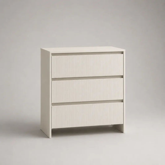 Weiße Kommode mit 3 Schubladen aus MDF und Spanplatte, 80 × 40 × 90 cm